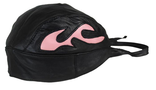 Motorrad Rocker Biker Leder Kopftuch, Bandana Headwrap Rosa