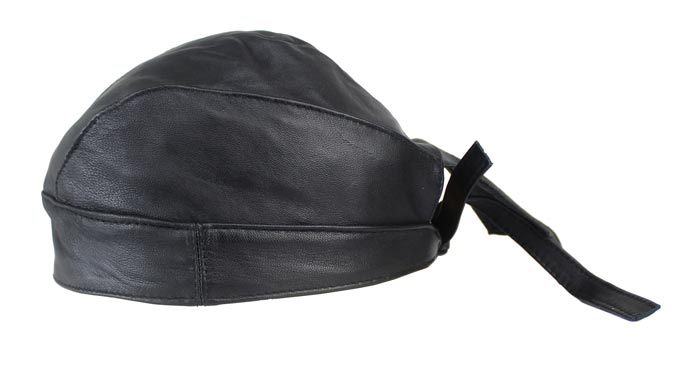 Motorrad Rocker Biker Leder Kopftuch, Bandana Headwrap Schwarz