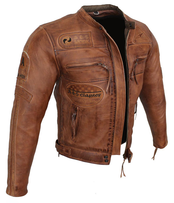 Leder Jacke Motorrad Jacke Biker Jacke Highway 11 Braun