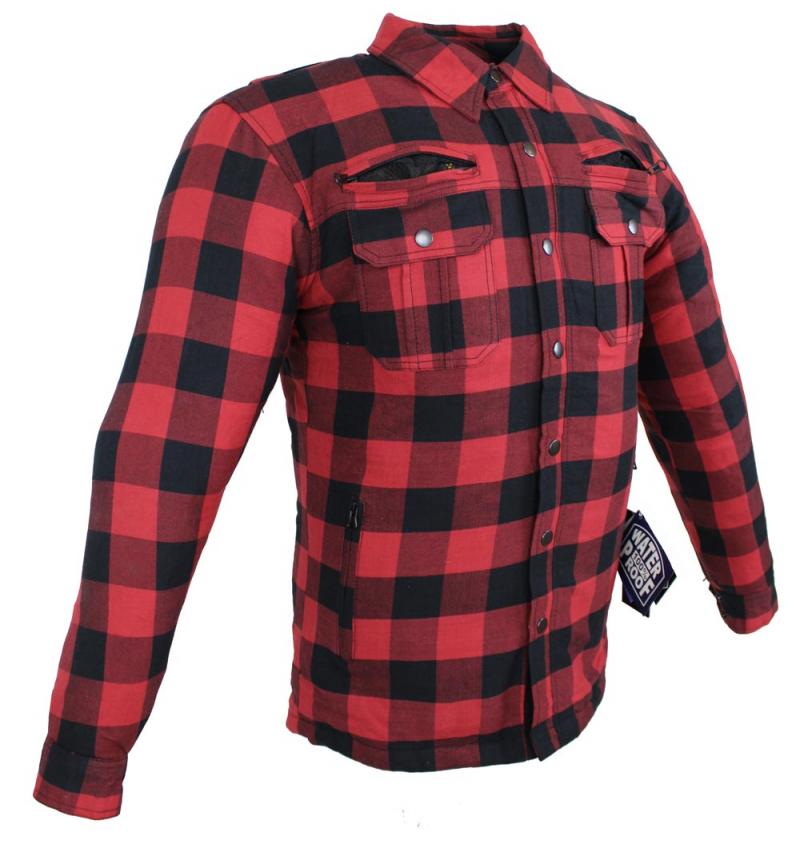 Flanell-Holzfäller Hemd Motorrad Hemd KEV ARAMID Shirt Lumber Biker Hemd Rot
