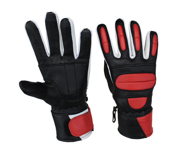 Motorrad und Biker Lammleder Handschuhe Rot