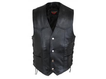 Leder Weste Herren Motorrad Kutte Biker Weste Leder Kutte Atlanta Schwarz