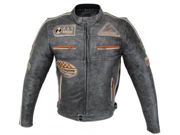 Lederjacke Motorrad Biker Jacke Freizeit Highway Cracker Grau