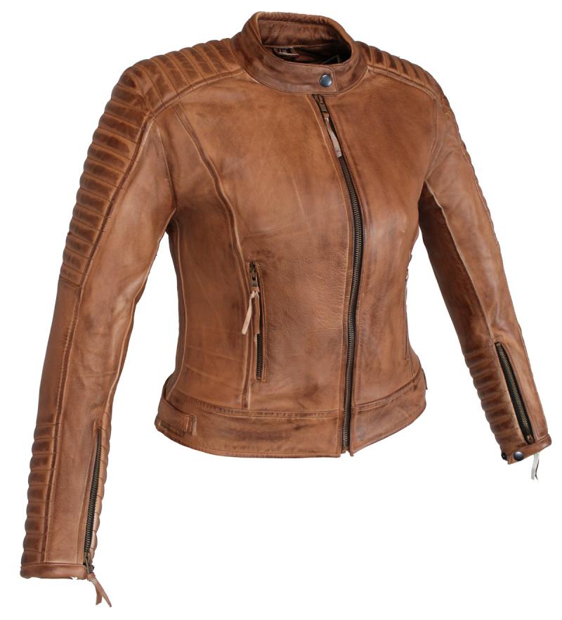 Lederjacke Damen Biker Jacke Motorrad Jacke Freizeit Vintage Braun