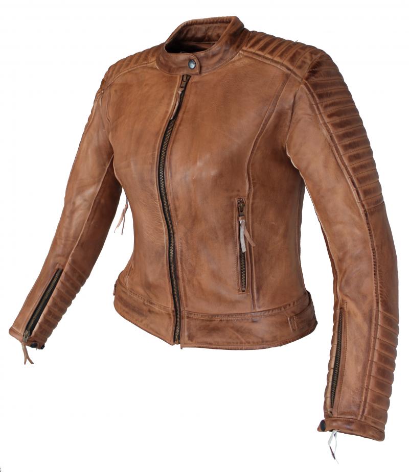 Lederjacke Damen Biker Jacke Motorrad Jacke Freizeit Vintage Braun