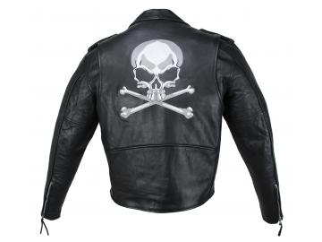 Lederjacke Freizeit Motorrad Jacke Biker Jacke Skull Classic Highway Schwarz