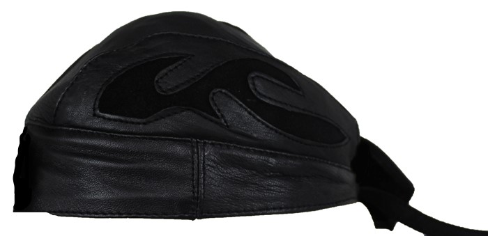 Motorrad Rocker Biker Leder Kopftuch, Bandana Headwrap Schwarz