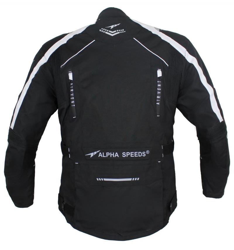 Herren Motorradjacke Textil Jacke Bikerjacke Polyester Sport Touring Jacke Protektoren Schwarz Weiß
