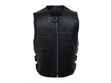 Lederkutte Herren Biker Rocker Weste Motorrad Kutte Schwarz