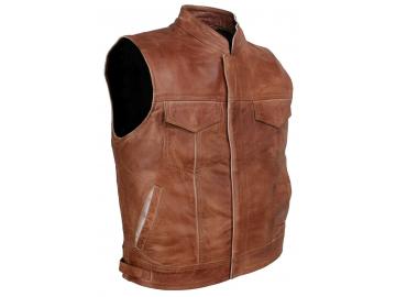 Herren Biker Lederkutte Biker Rocker Weste Motorrad Kutte Braun