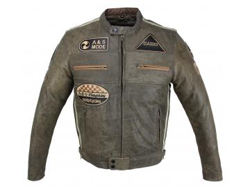 Motorrad Lederjacke Biker Jacke Freizeit Highway Cracker Braun