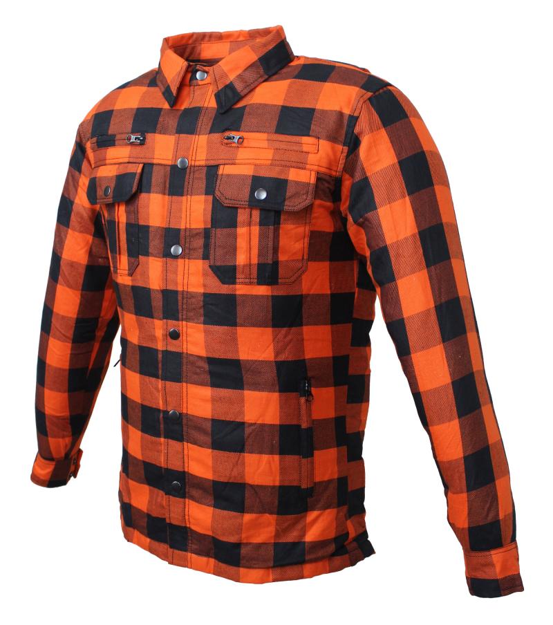 Flanell-Holzfäller Hemd Motorrad Hemd KEV ARAMID Shirt Lumber Biker Hemd Orange