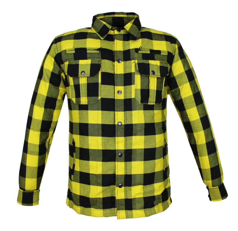 Flanell-Holzfäller Hemd Motorrad Hemd KEV ARAMID Shirt Lumber Biker Hemd Gelb