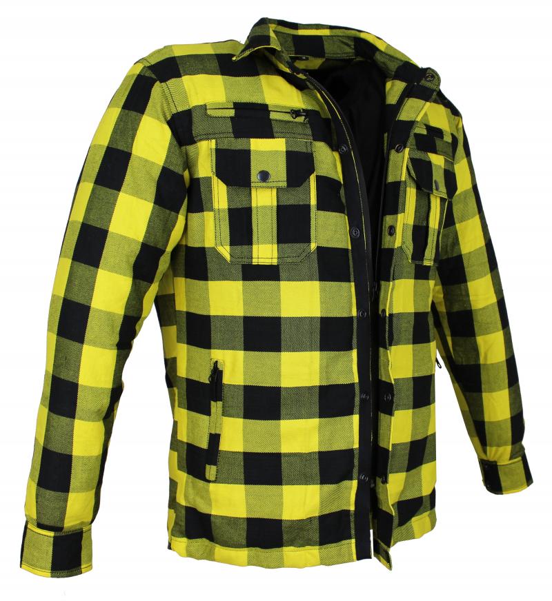 Flanell-Holzfäller Hemd Motorrad Hemd KEV ARAMID Shirt Lumber Biker Hemd Gelb
