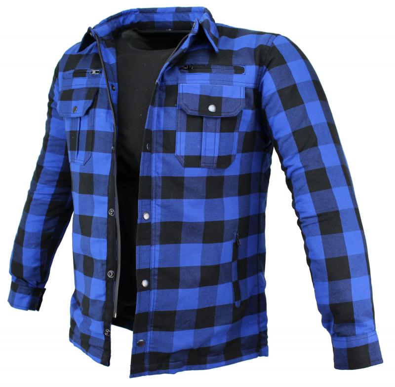 Flanell-Holzfäller Hemd Motorrad Hemd KEV ARAMID Shirt Lumber Biker Hemd Blau