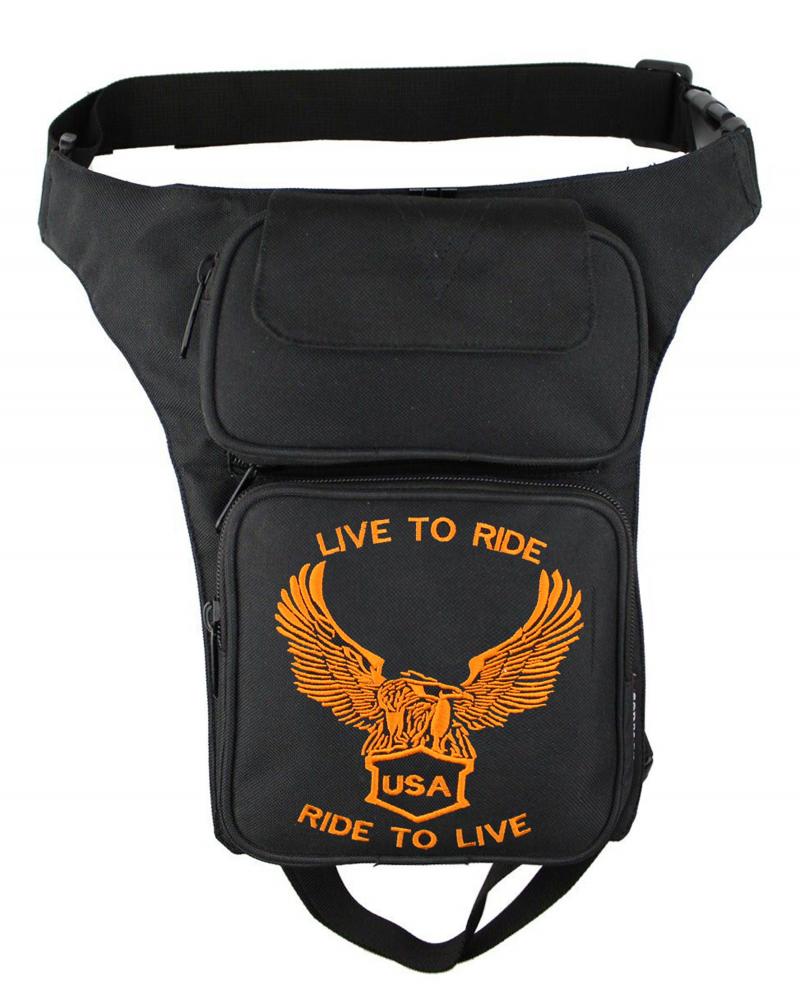 Motorrad Biker Beintasche Polyester Schwarz orange