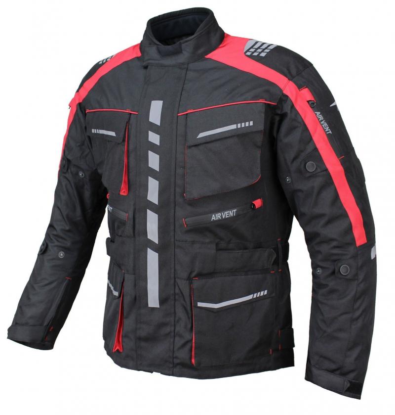 Herren Motorradjacke Textil Jacke Bikerjacke Polyester Sport Touring Jacke Protektoren Rot