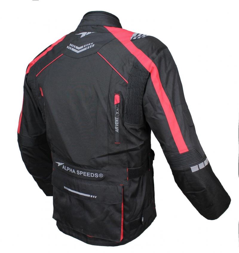 Herren Motorradjacke Textil Jacke Bikerjacke Polyester Sport Touring Jacke Protektoren Rot