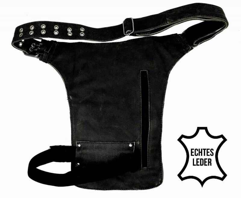 Leder Beintaschen Schwarz Skull Motor
