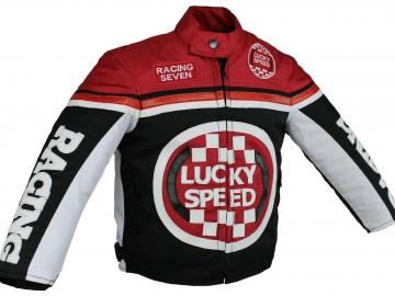 Kinder Motorrad Freizeit Biker Textil Jacke Rot/Schwarz