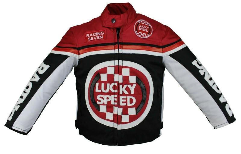 Kinder Motorrad Freizeit Biker Textil Jacke Rot/Schwarz