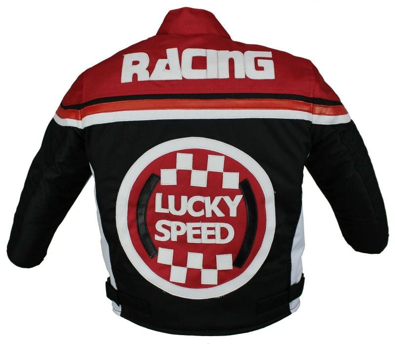 Kinder Motorrad Freizeit Biker Textil Jacke Rot/Schwarz