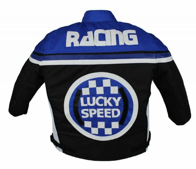 Kinder Motorrad Freizeit Biker Textil Jacke Blau