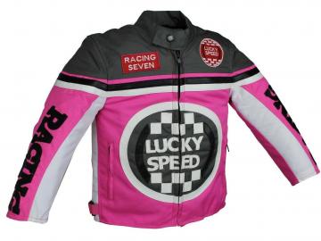 Kinder Motorrad Freizeit Biker Textil Jacke Rosa/Pink