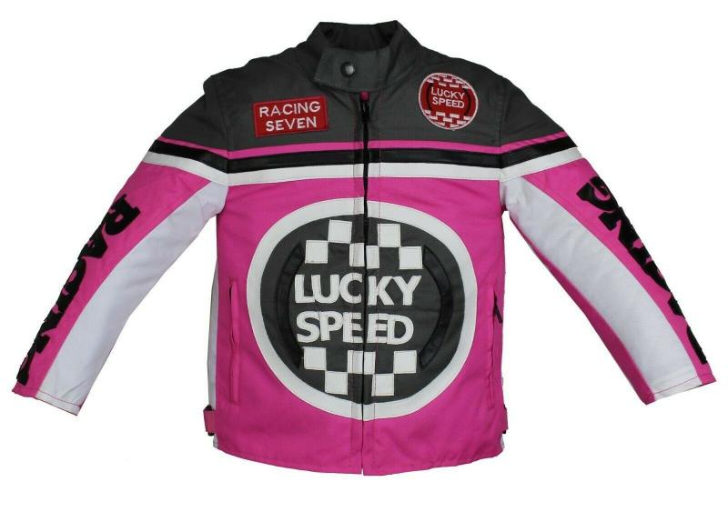 Kinder Motorrad Freizeit Biker Textil Jacke Rosa/Pink
