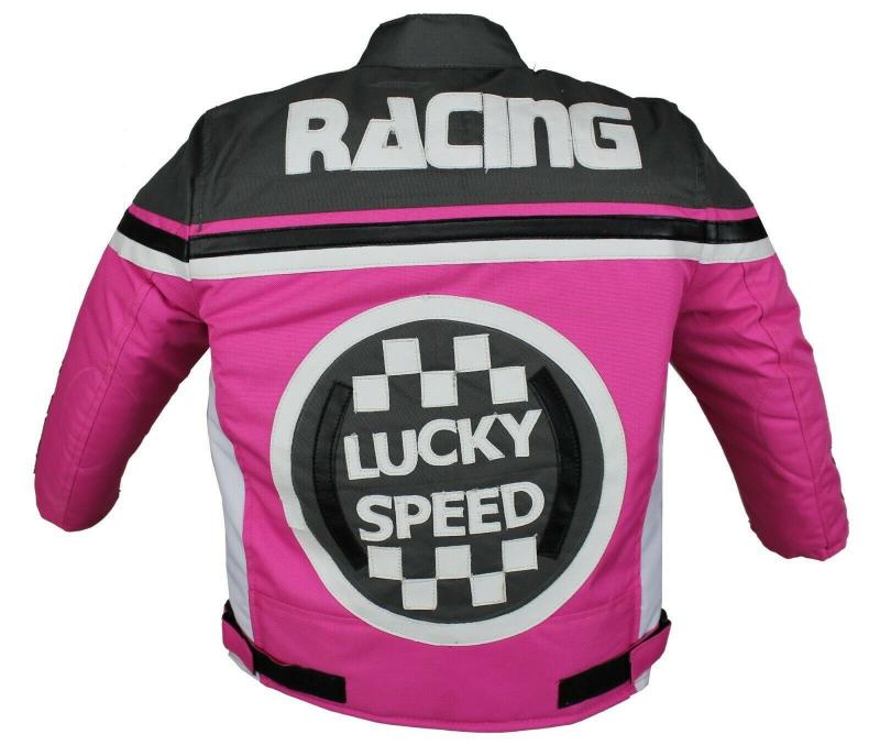 Kinder Motorrad Freizeit Biker Textil Jacke Rosa/Pink