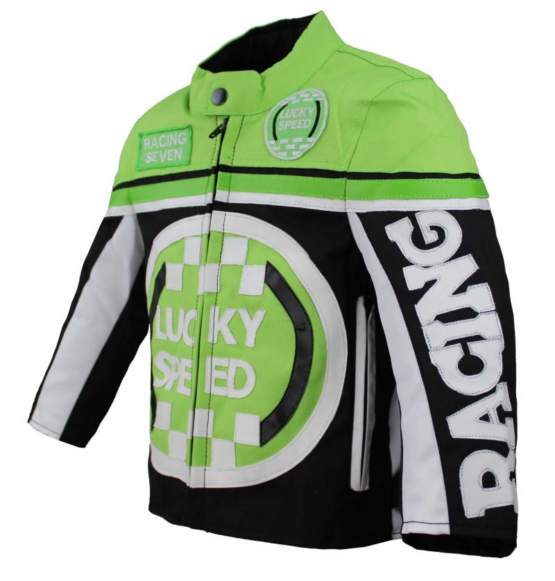 Kinder Motorrad Freizeit Biker Textil Jacke Grün