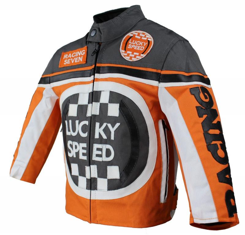 Kinder Motorrad Freizeit Biker Textil Jacke Orange