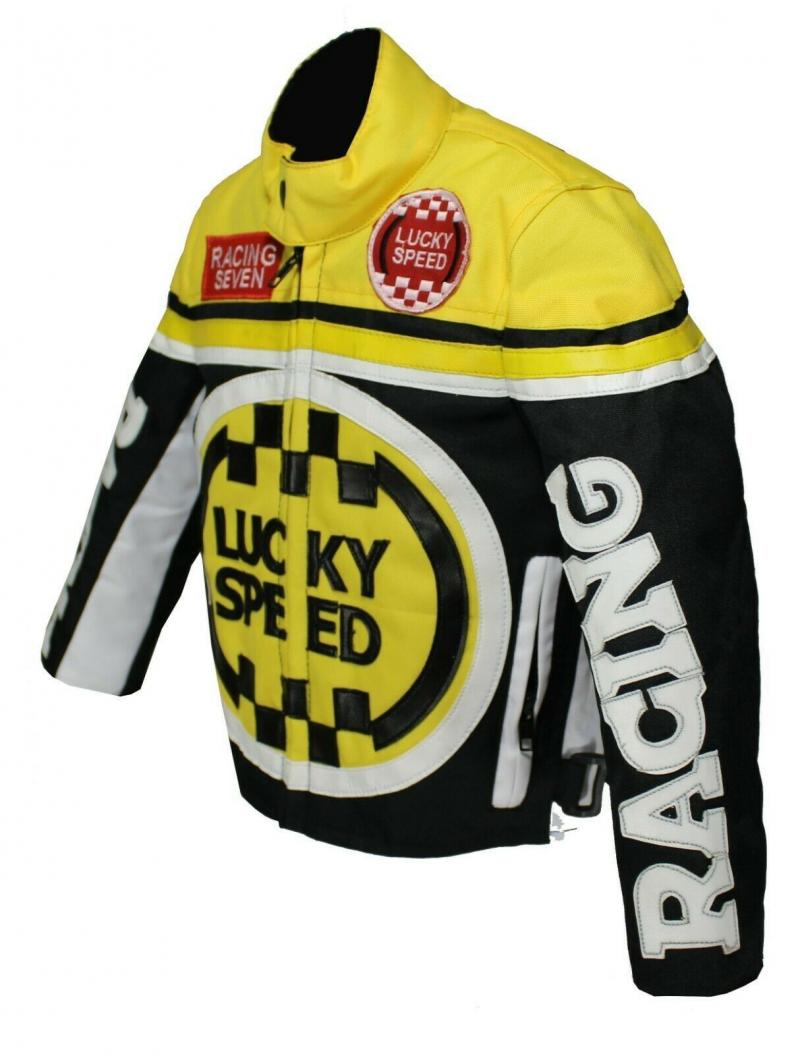 Kinder Motorrad Freizeit Biker Textil Jacke Gelb