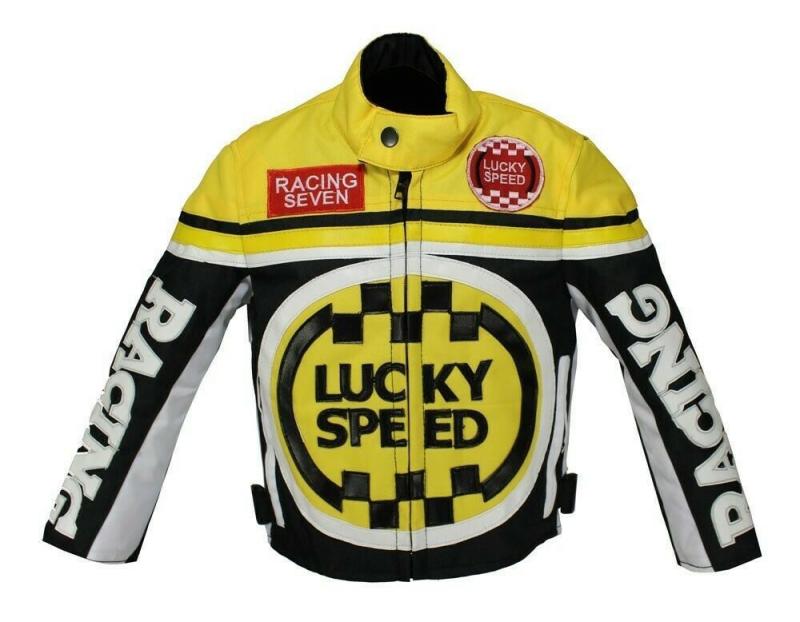 Kinder Motorrad Freizeit Biker Textil Jacke Gelb
