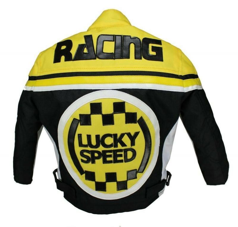 Kinder Motorrad Freizeit Biker Textil Jacke Gelb