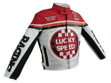 Kinder Motorrad Freizeit Biker Textil Jacke Rot/Weiß