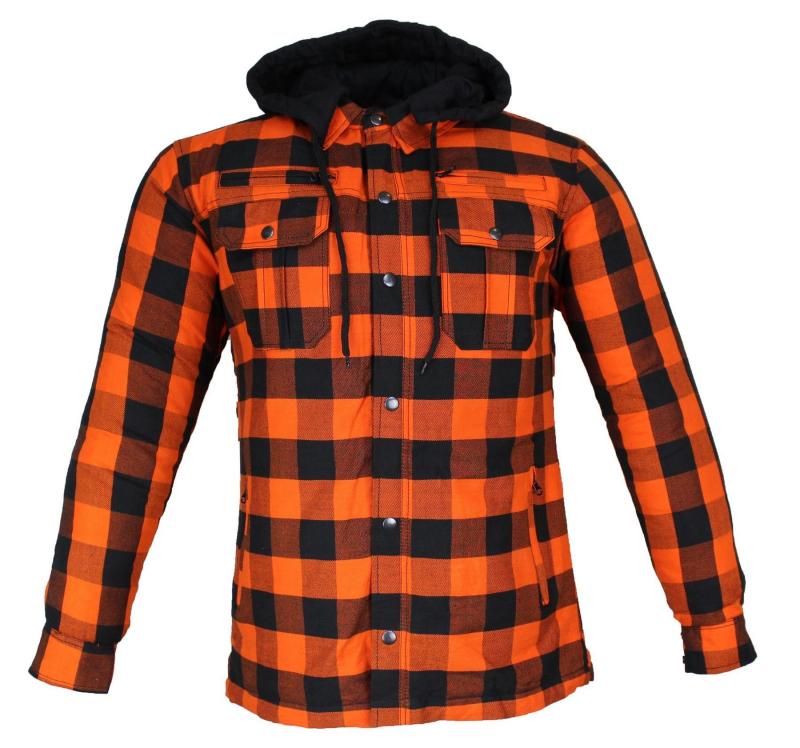 Alpha Speeds® Flanell-Holzfäller Hemd Motorrad Hemd ARAMID Shirt Lumber Biker Hemd Orange