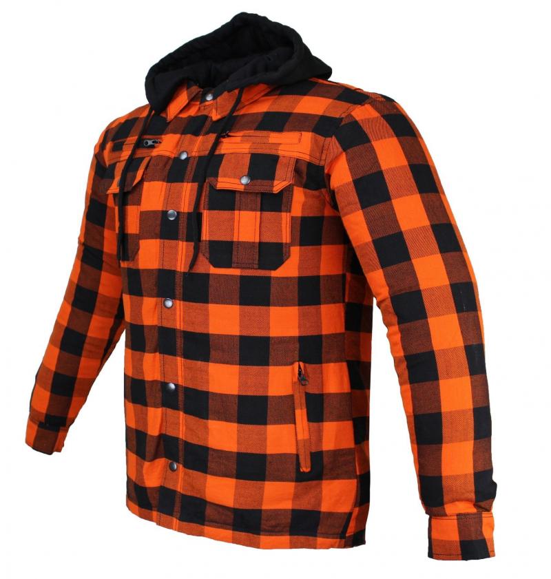 Alpha Speeds® Flanell-Holzfäller Hemd Motorrad Hemd ARAMID Shirt Lumber Biker Hemd Orange