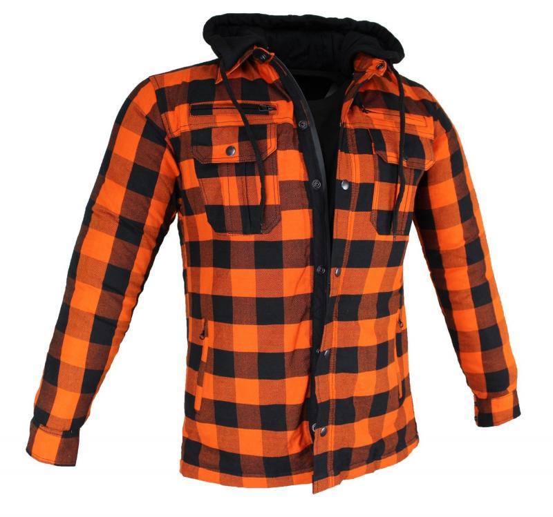Alpha Speeds® Flanell-Holzfäller Hemd Motorrad Hemd ARAMID Shirt Lumber Biker Hemd Orange