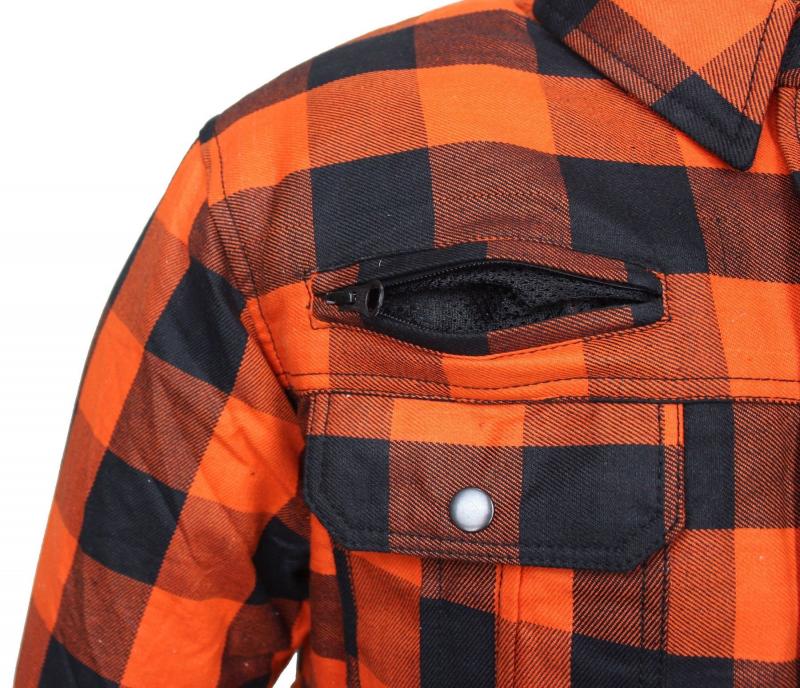 Alpha Speeds® Flanell-Holzfäller Hemd Motorrad Hemd ARAMID Shirt Lumber Biker Hemd Orange
