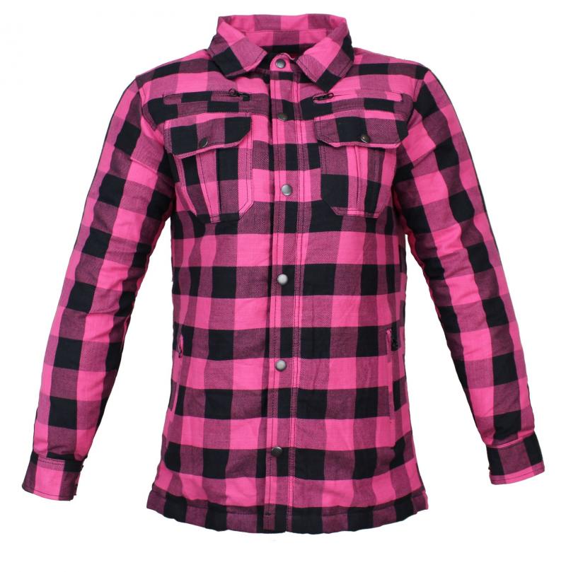 Alpha Speeds® Flanell-Holzfäller Hemd Motorrad Hemd KEV ARAMID Shirt Lumber Biker Hemd Rosa