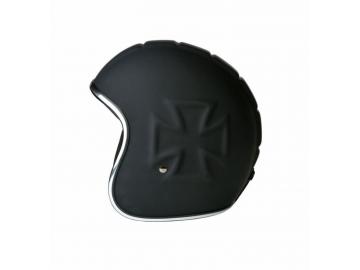Motorradhelm ATELIER — Classic 3D Iron-Cross, Jet-Helm • Fiberglas • Matt Schwarz