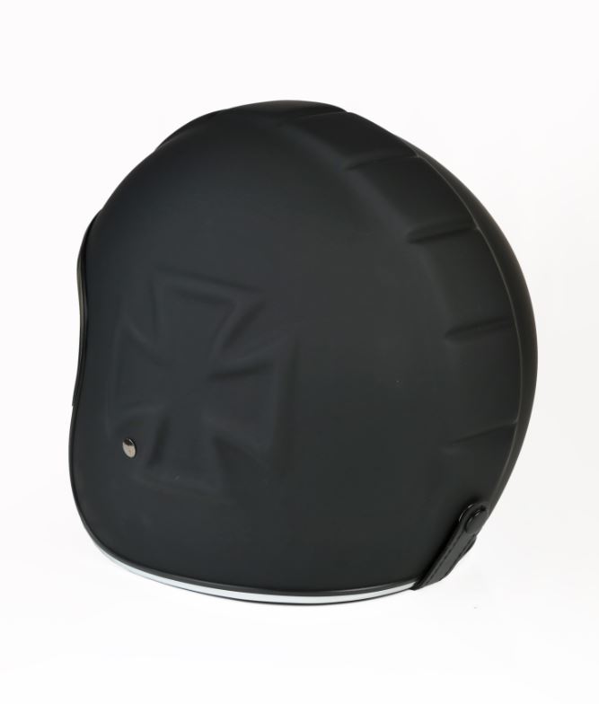 Motorradhelm ATELIER — Classic 3D Iron-Cross, Jet-Helm • Fiberglas • Matt Schwarz