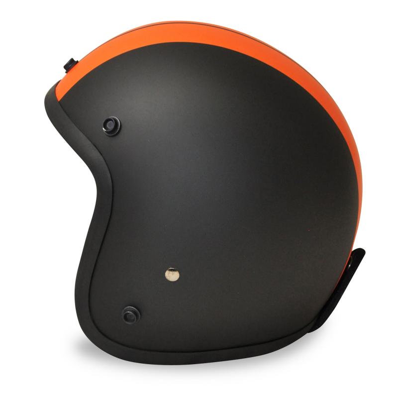 ALPHA SPEEDS ATELIER — Classic Racer | Jet Helm Matt Schwarz mit 2 Orange-Streifen