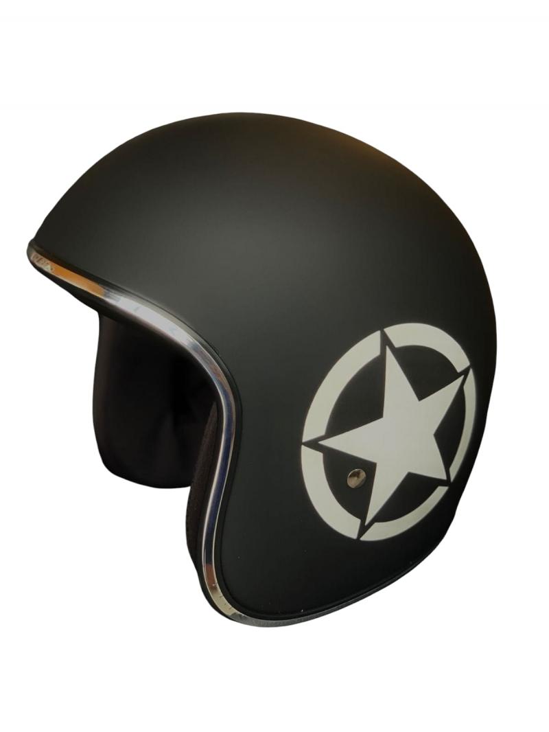ALPHA SPEEDS ATELIER — Classic Retro Star Weiß  | Jet Helm Matt Schwarz