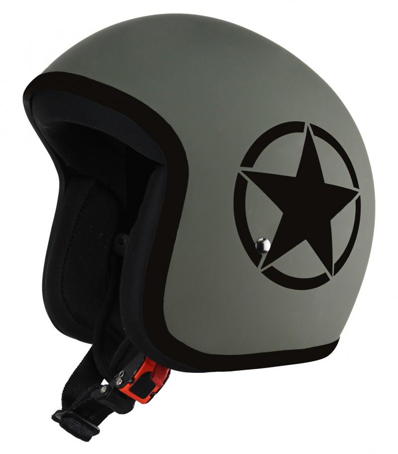 ALPHA SPEEDS ATELIER — Classic Retro Star  | Jet Helm Matt Olive Grün