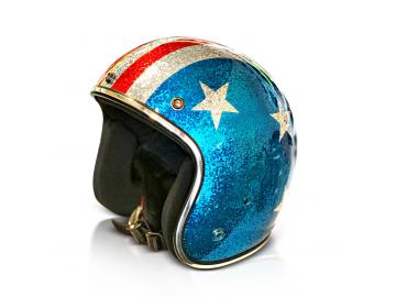 ALPHA SPEEDS Motorradhelm ATELIER — Blaze American, Metal-Super-Flake Stars • Fiberglas