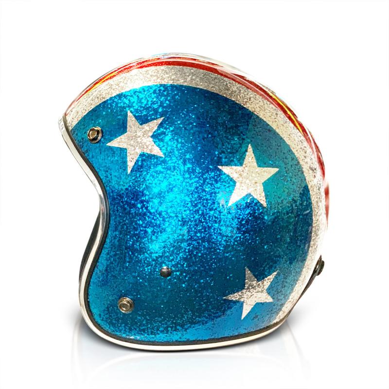 ALPHA SPEEDS Motorradhelm ATELIER — Blaze American, Metal-Super-Flake Stars • Fiberglas