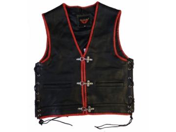 Biker Bon Pocket Lederweste Rot Proi