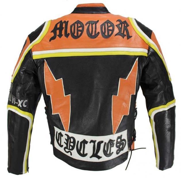 Motorrad Jacke Lederjacke Biker Jacke Micky Rourke Orange